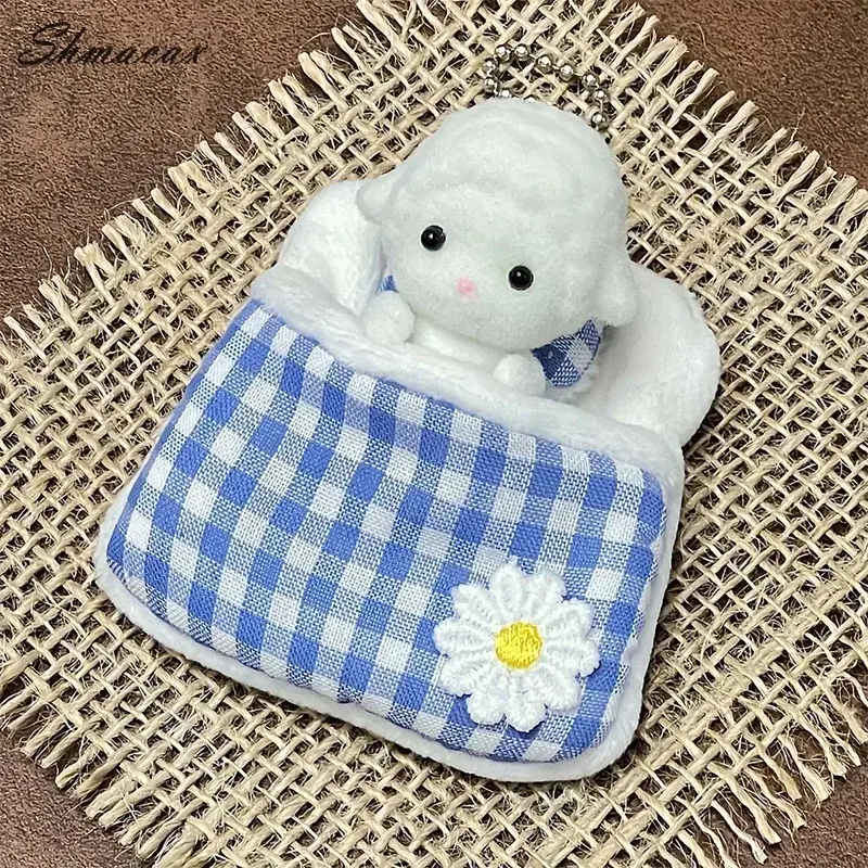 1 Piece Doll Small Quilt New Cute Plush Senbei Baby With Butterfly Knot Flower Quilt Mini Doll Sleeping Bag