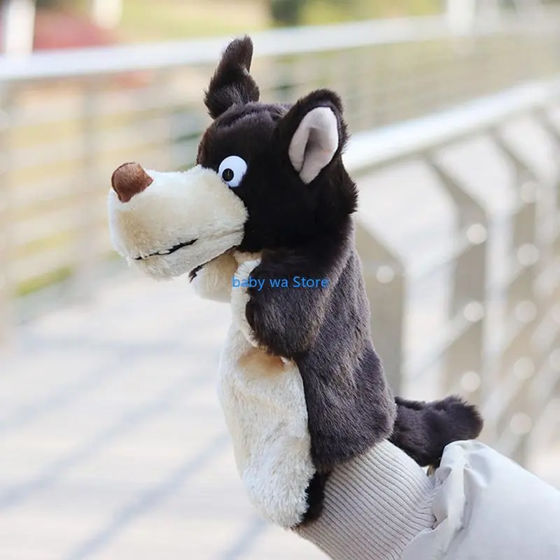 Wolf Hand Puppet for Kids Plush Puppet Toy for Storytelling Role-Play Big for Grey Wolf Hand Puppet Cloth To 4XBD