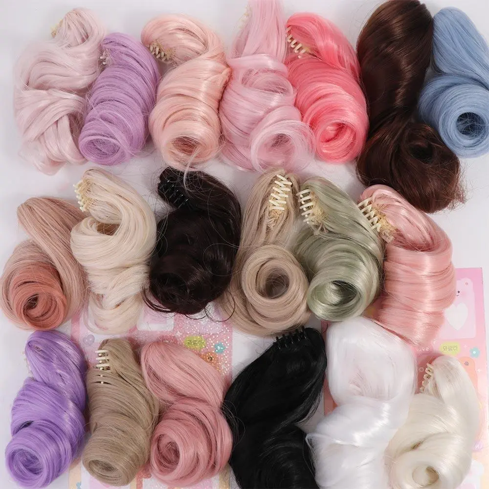 Ponytail Cotton Doll Chemical Fiber Wig Clamping Chemical Fiber BJD SD Doll Hair DIY Purple Doll Long Curly Hair Ponytail
