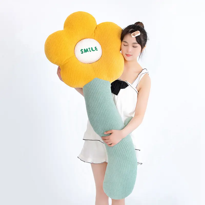 130cm Creative Large Sunflower Pillow Cushion Stuffed Flower Long Pillow Sofa Decorative Pillow Bedside Cushion Birthday Gift