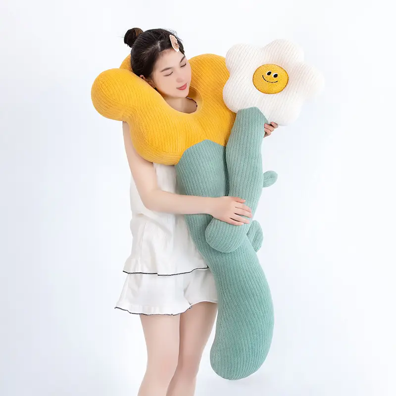 130cm Creative Large Sunflower Pillow Cushion Stuffed Flower Long Pillow Sofa Decorative Pillow Bedside Cushion Birthday Gift