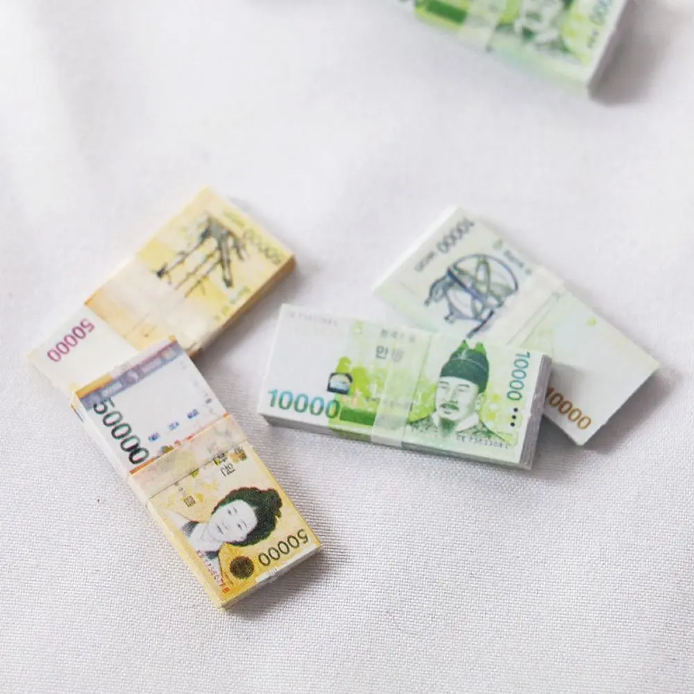 5 Bundles 10 Styles Mini Dollars High Quality Paper Miniature Play Money Doll House Money 1/12 Dollhouse Decoration