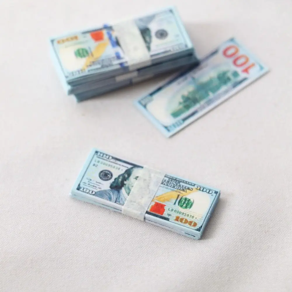 5 Bundles 10 Styles Mini Dollars High Quality Paper Miniature Play Money Doll House Money 1/12 Dollhouse Decoration