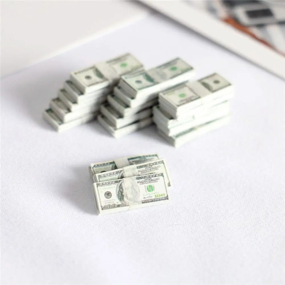 5 Bundles 10 Styles Mini Dollars High Quality Paper Miniature Play Money Doll House Money 1/12 Dollhouse Decoration