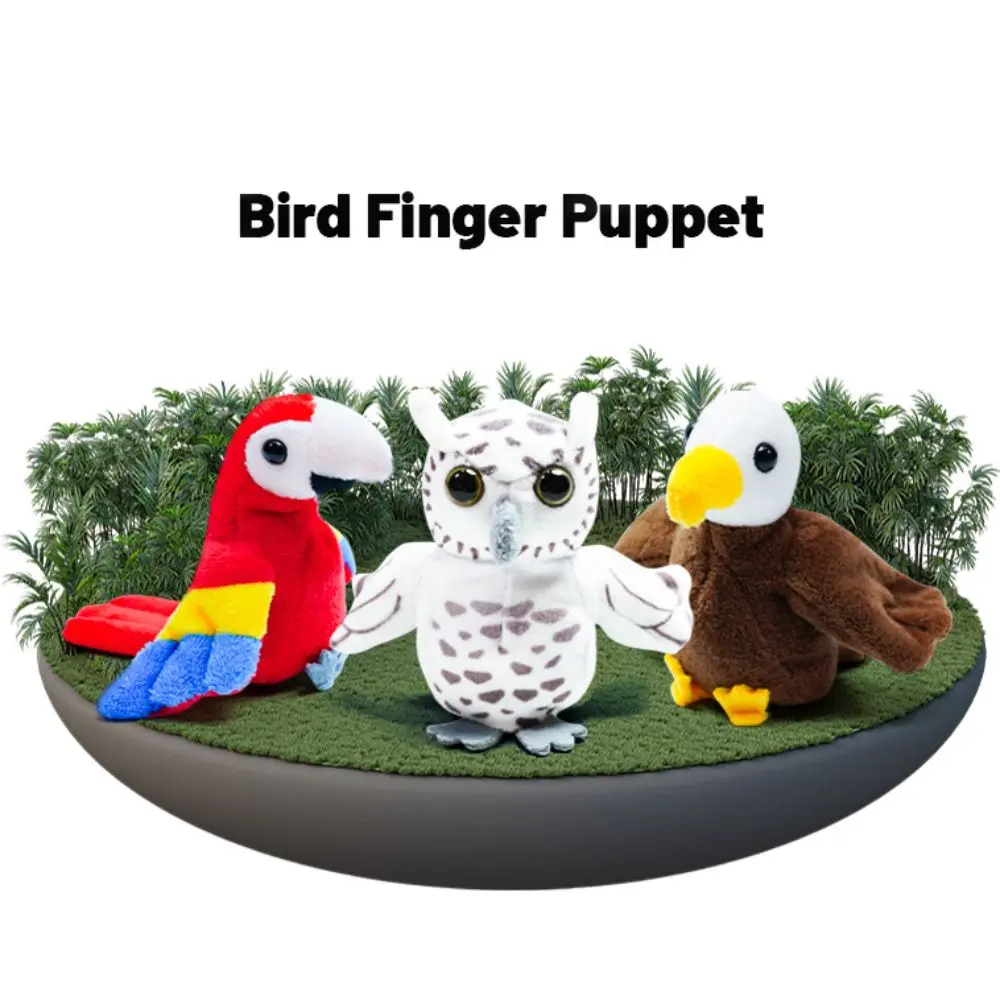 Peacock Owl Bird Finger Puppet Plush Doll Stuffed Animal Parrot Finger Doll Kawaii Storytelling Animal Hand Puppet Parent-child