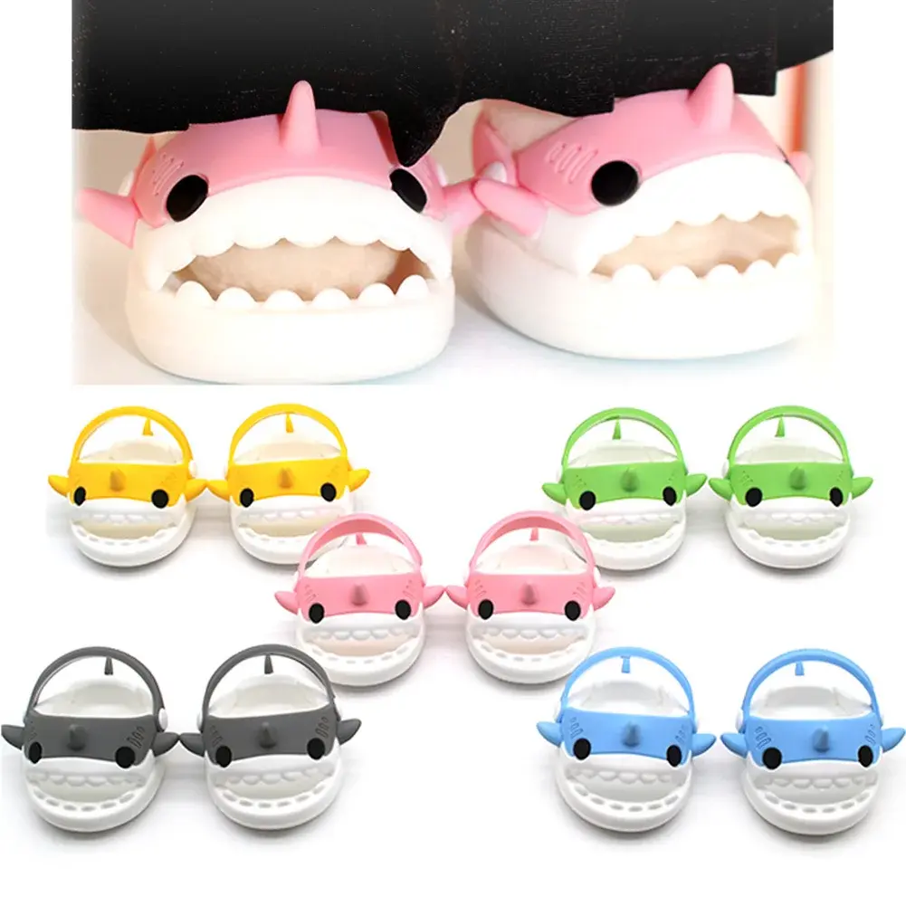 Cartoon Rubber Slippers for Mini Labubu 17cm Vinyl Dolls Macaron Style
