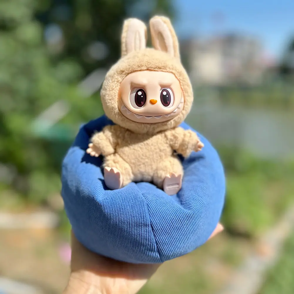 For 1st and 2nd Gen Labubu Lazy sofa Filling Material Flannel Doll Sleeping Bed Baby Bean Bun Vehicle Accessories Ropa Labubu