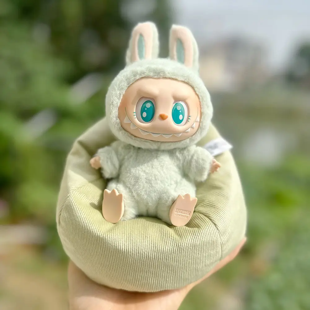 For 1st and 2nd Gen Labubu Lazy sofa Filling Material Flannel Doll Sleeping Bed Baby Bean Bun Vehicle Accessories Ropa Labubu