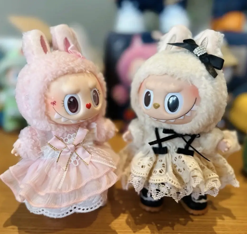 Labubu Accessories: Pink Ribbon Dress - Cute 15/17cm Vinyl Doll Fairy Costume