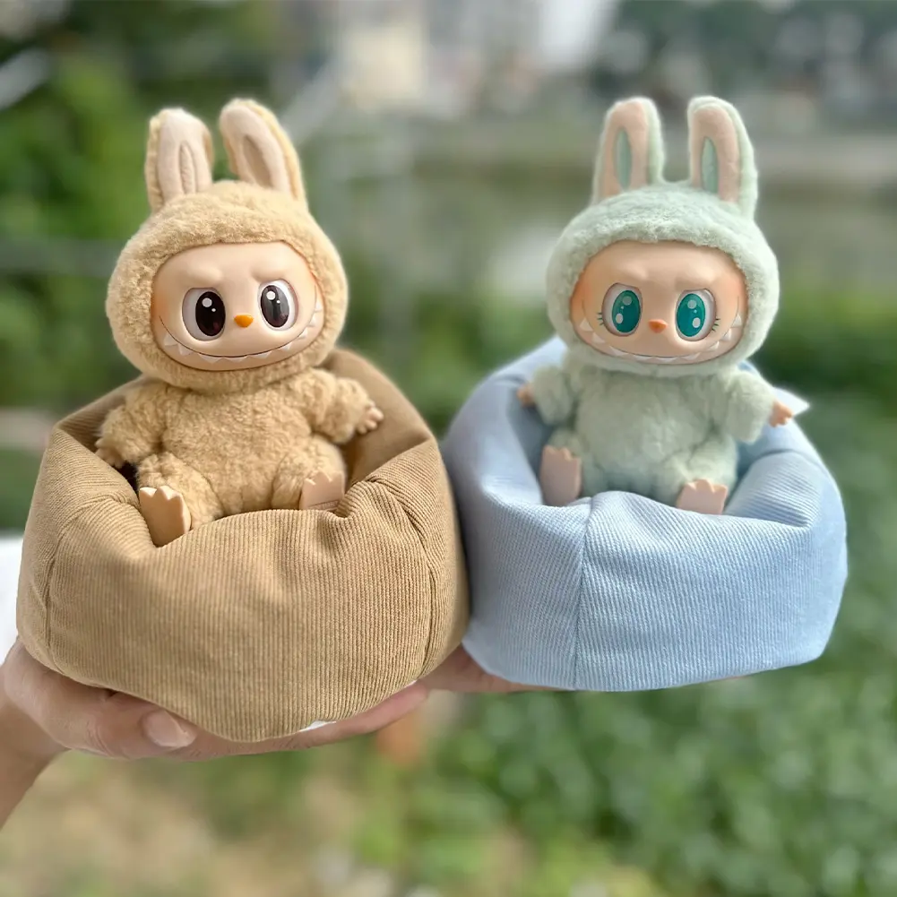 For 1st and 2nd Gen Labubu Lazy sofa Filling Material Flannel Doll Sleeping Bed Baby Bean Bun Vehicle Accessories Ropa Labubu
