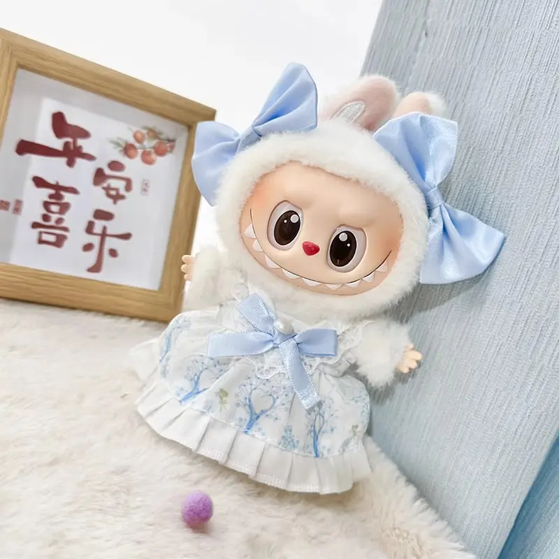 Labubu Accessories: Pink Ribbon Dress - Cute 15/17cm Vinyl Doll Fairy Costume