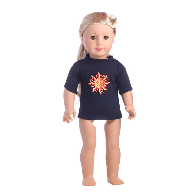 Doll T-shirt Solid Color/Personal Printing Whale Monkey For 18 Inch American Doll Girls & 43 Cm New Born Baby Items,Doll Clothes