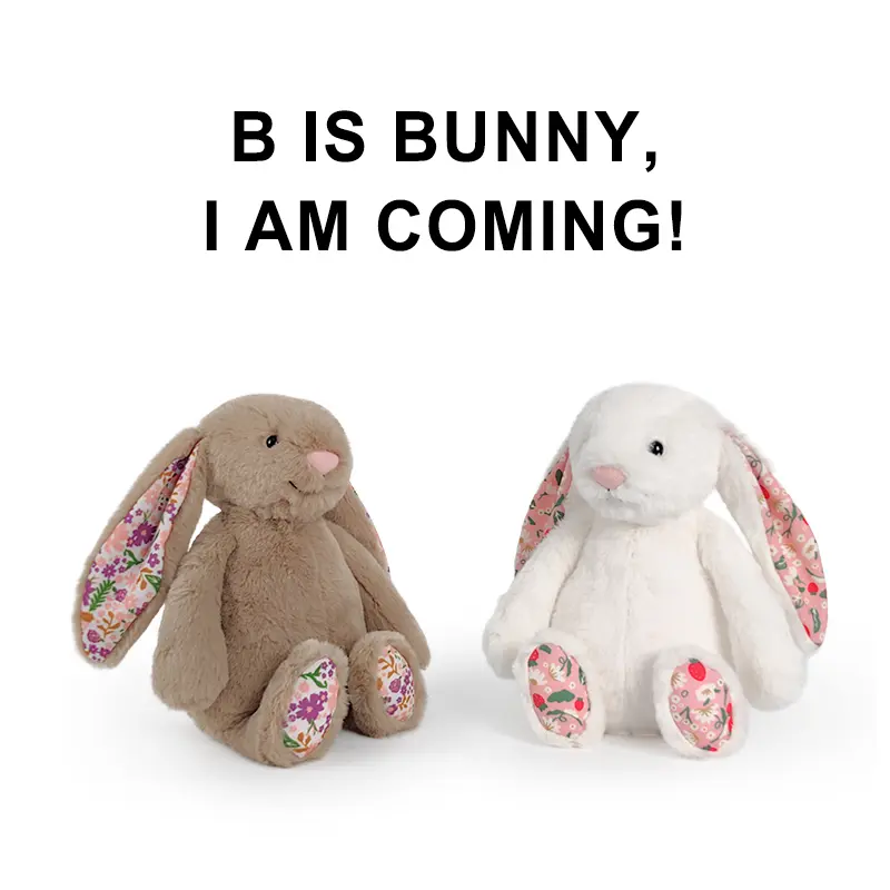 30cm Cartoon New Floral Rabbit Plush Doll Pink White Brown Gray Rabbit Animal Stuffed Doll Home Decor Birthday Gift For Girls
