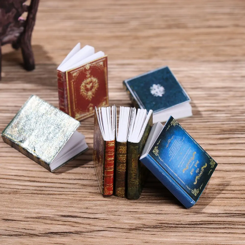 3/4PCS 1/12 Scale Miniature Book Model Can Be Opened Dollhouse Scene Supplies Mini Photo Props Playing House Accessories