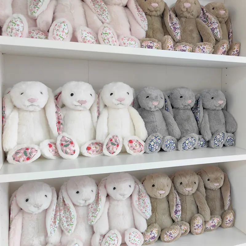 30cm Cartoon New Floral Rabbit Plush Doll Pink White Brown Gray Rabbit Animal Stuffed Doll Home Decor Birthday Gift For Girls