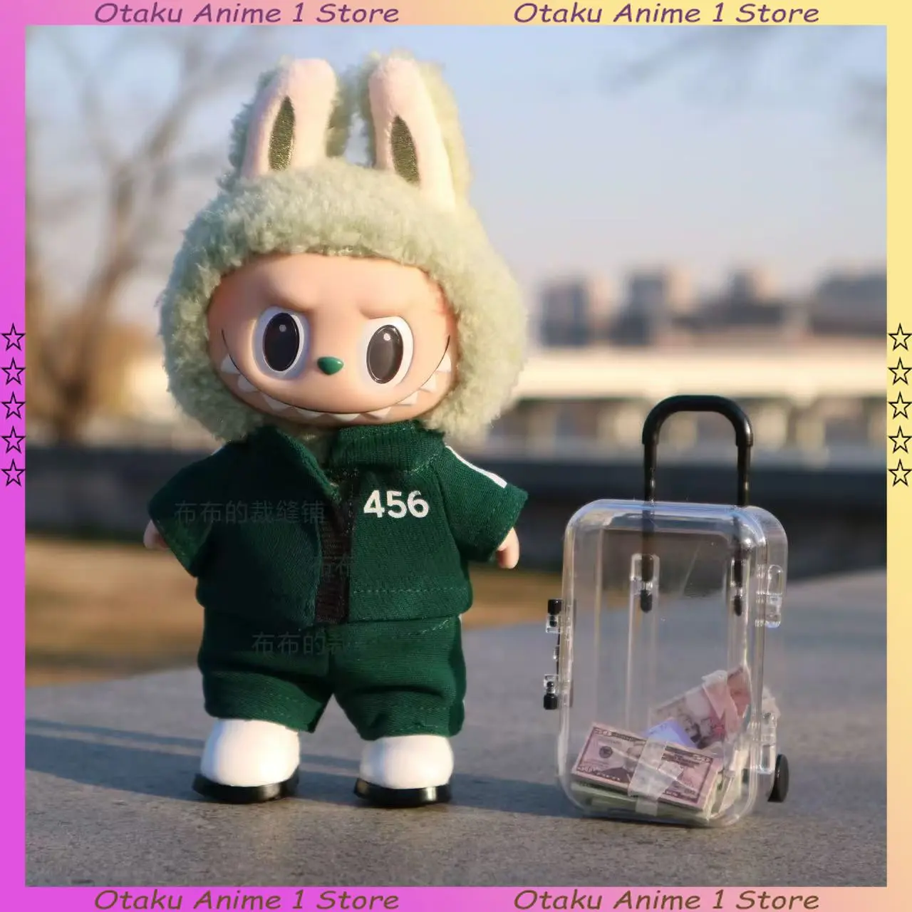 Labubu Green Casual Sportswear Set Seafood Game Serie Participants Outfits Mini Plush Doll Clothes Fashion Doll Accessories