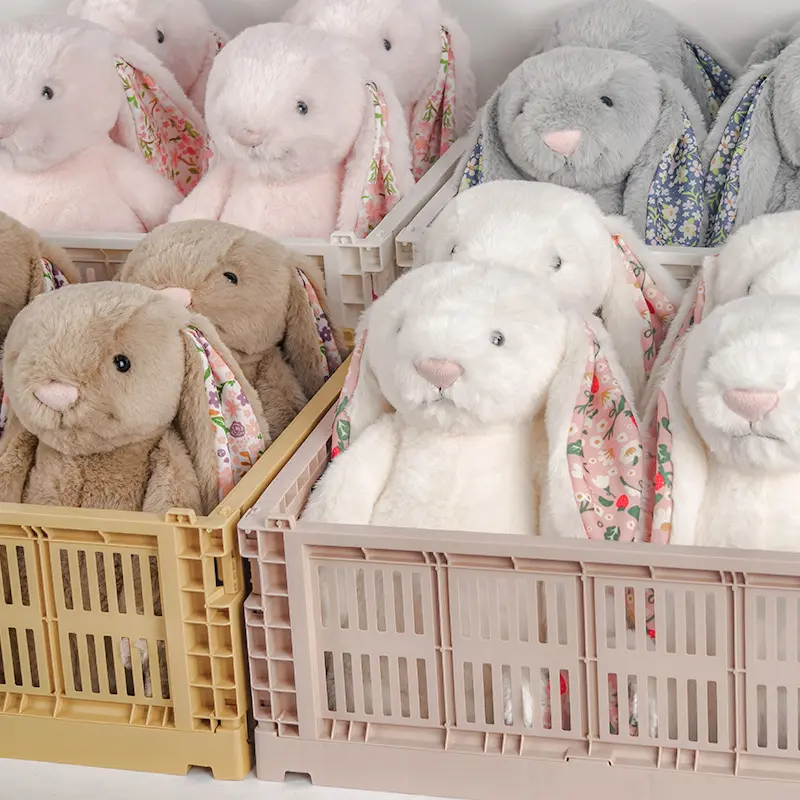 30cm Cartoon New Floral Rabbit Plush Doll Pink White Brown Gray Rabbit Animal Stuffed Doll Home Decor Birthday Gift For Girls