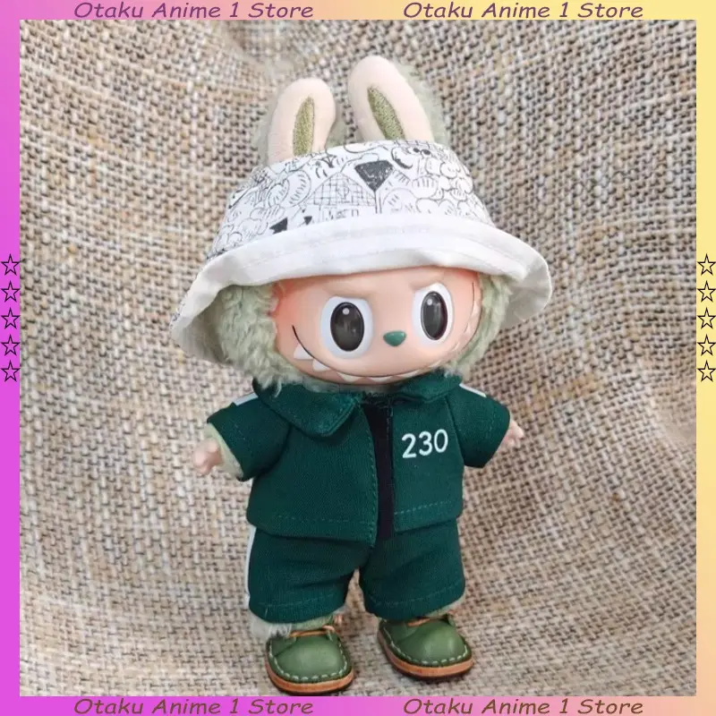 Labubu Green Casual Sportswear Set Seafood Game Serie Participants Outfits Mini Plush Doll Clothes Fashion Doll Accessories