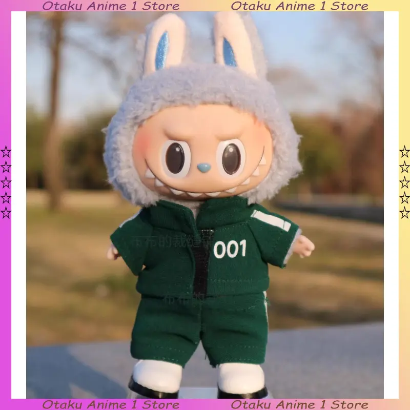 Labubu Green Casual Sportswear Set Seafood Game Serie Participants Outfits Mini Plush Doll Clothes Fashion Doll Accessories