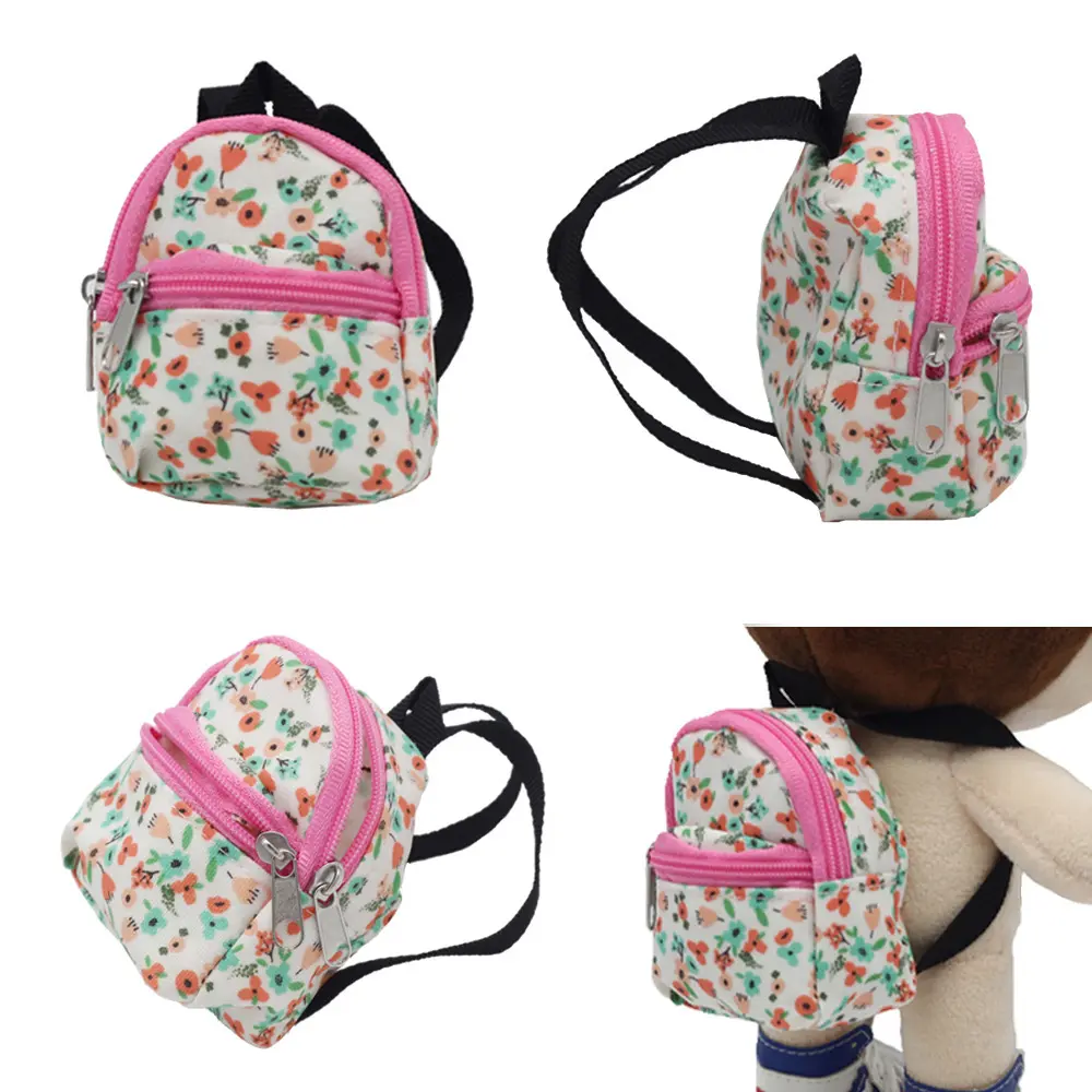 Solid Canvas Backpack for 30Cm 11.8inch Doll Accessories Zipper Schoolbag 1/6 BJD Blyth Doll Bag,Miniature items Baby Gifts
