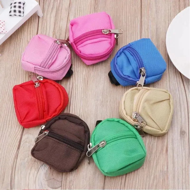 Solid Canvas Backpack for 30Cm 11.8inch Doll Accessories Zipper Schoolbag 1/6 BJD Blyth Doll Bag,Miniature items Baby Gifts