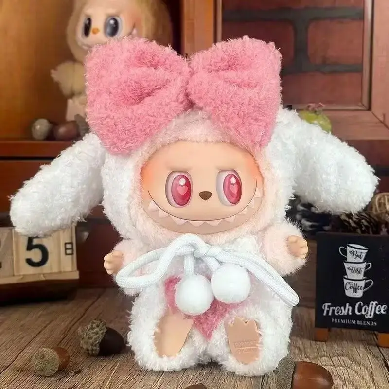 Mini Plush Doll's Animal Clothes Outfit Accessories For 17cm Labubu Doll Cute Rabbit Hoodie DIY Clothing No Doll