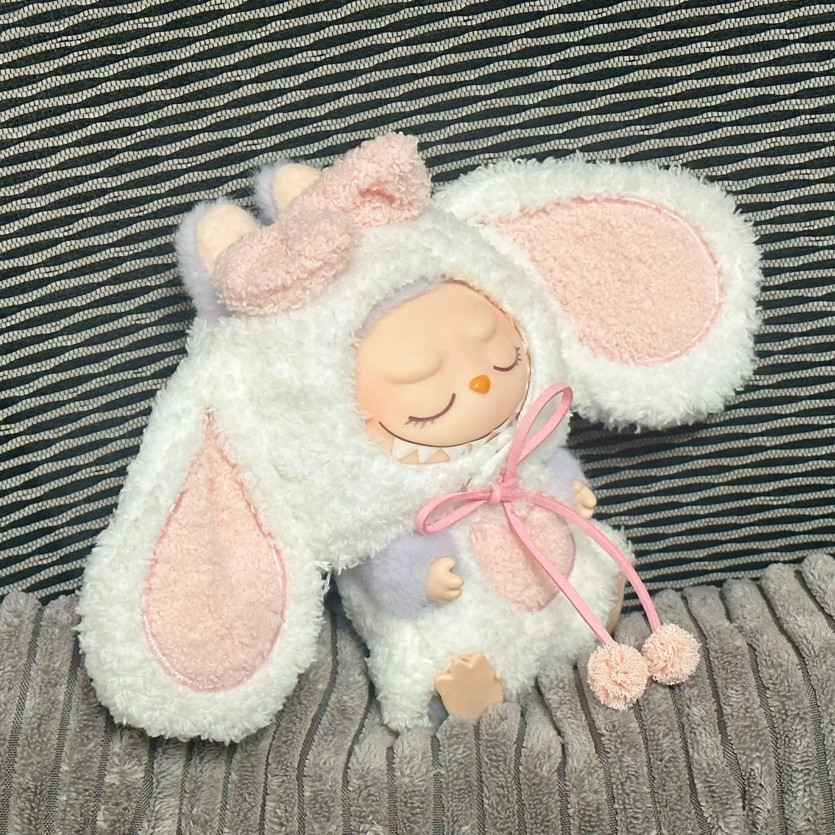 Mini Plush Doll's Animal Clothes Outfit Accessories For 17cm Labubu Doll Cute Rabbit Hoodie DIY Clothing No Doll