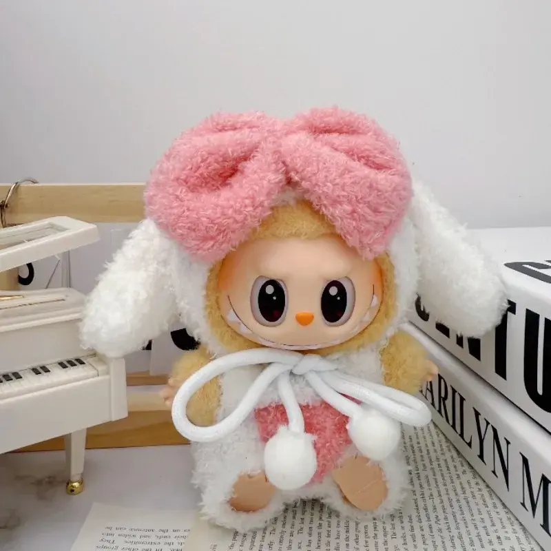 Mini Plush Doll's Animal Clothes Outfit Accessories For 17cm Labubu Doll Cute Rabbit Hoodie DIY Clothing No Doll