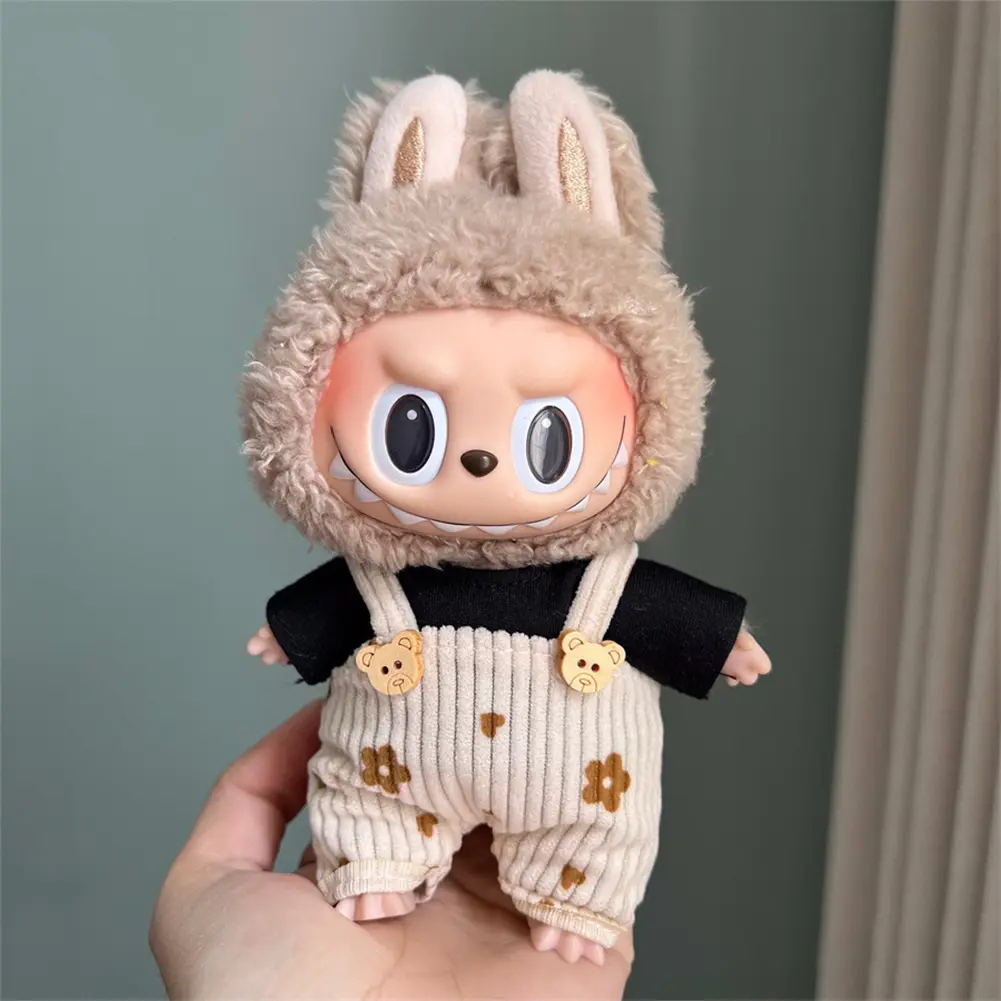 For 17cm Labubu Dopamine Overalls Set Trendy Vinyl Doll Clothes for Labubu Perfect for Stylish Doll Outfits