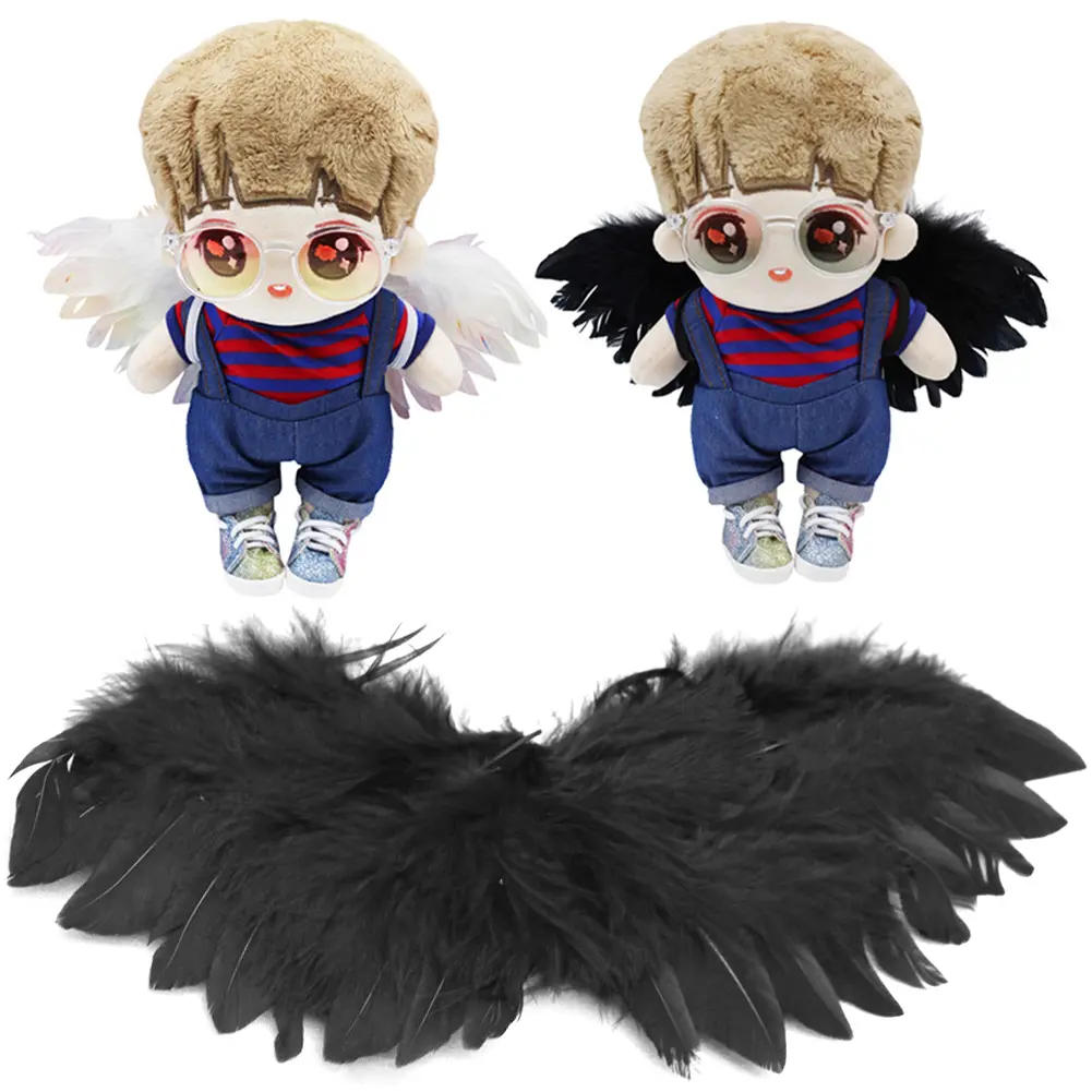 Doll's Wing For Labubu Doll DIY Feather Angel Wing Newborn Props Accessories Feather Birthday Gift White/Black