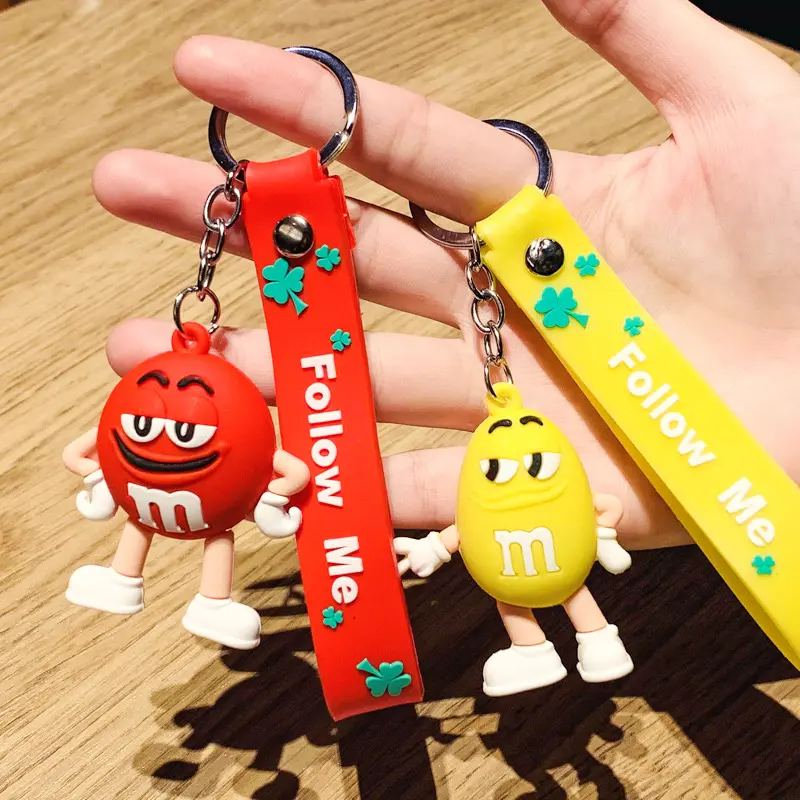 Internet celebrity popularity M bean keychain three-dimensional silicone bag pendant cartoon keychain small gift