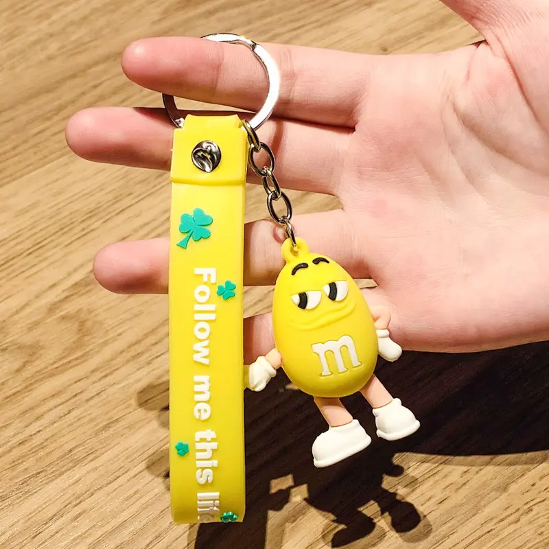 Internet celebrity popularity M bean keychain three-dimensional silicone bag pendant cartoon keychain small gift