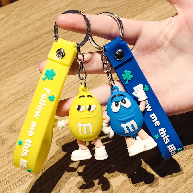 Internet celebrity popularity M bean keychain three-dimensional silicone bag pendant cartoon keychain small gift