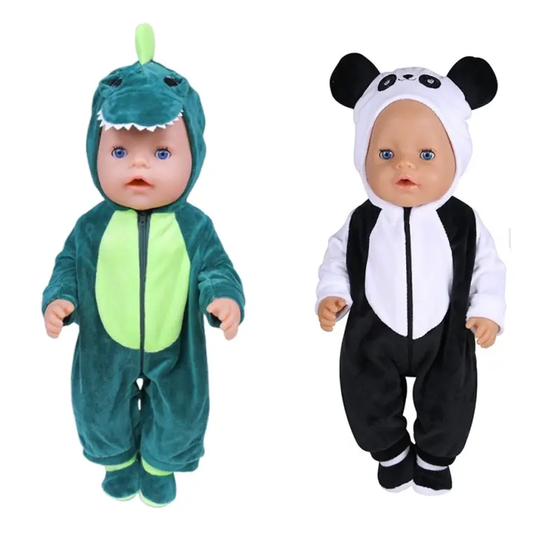 43 cm Doll Outfits for 17-18Inch Dolls Baby Born Doll Cute Jumpers Rompers Suit+Shoes Warm Clothes on A Doll Baby Christmas Gift
