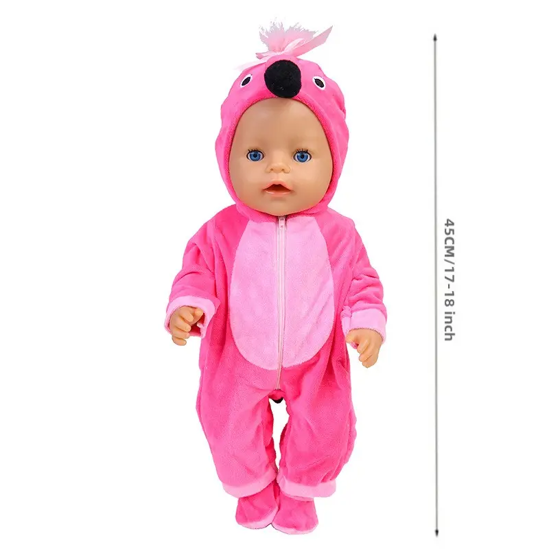 43 cm Doll Outfits for 17-18Inch Dolls Baby Born Doll Cute Jumpers Rompers Suit+Shoes Warm Clothes on A Doll Baby Christmas Gift