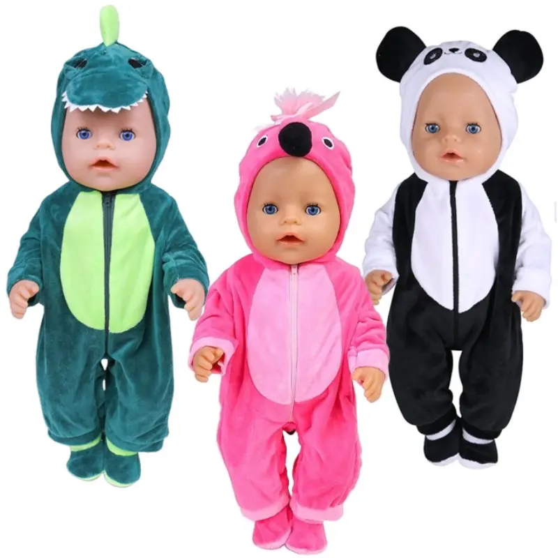 43 cm Doll Outfits for 17-18Inch Dolls Baby Born Doll Cute Jumpers Rompers Suit+Shoes Warm Clothes on A Doll Baby Christmas Gift