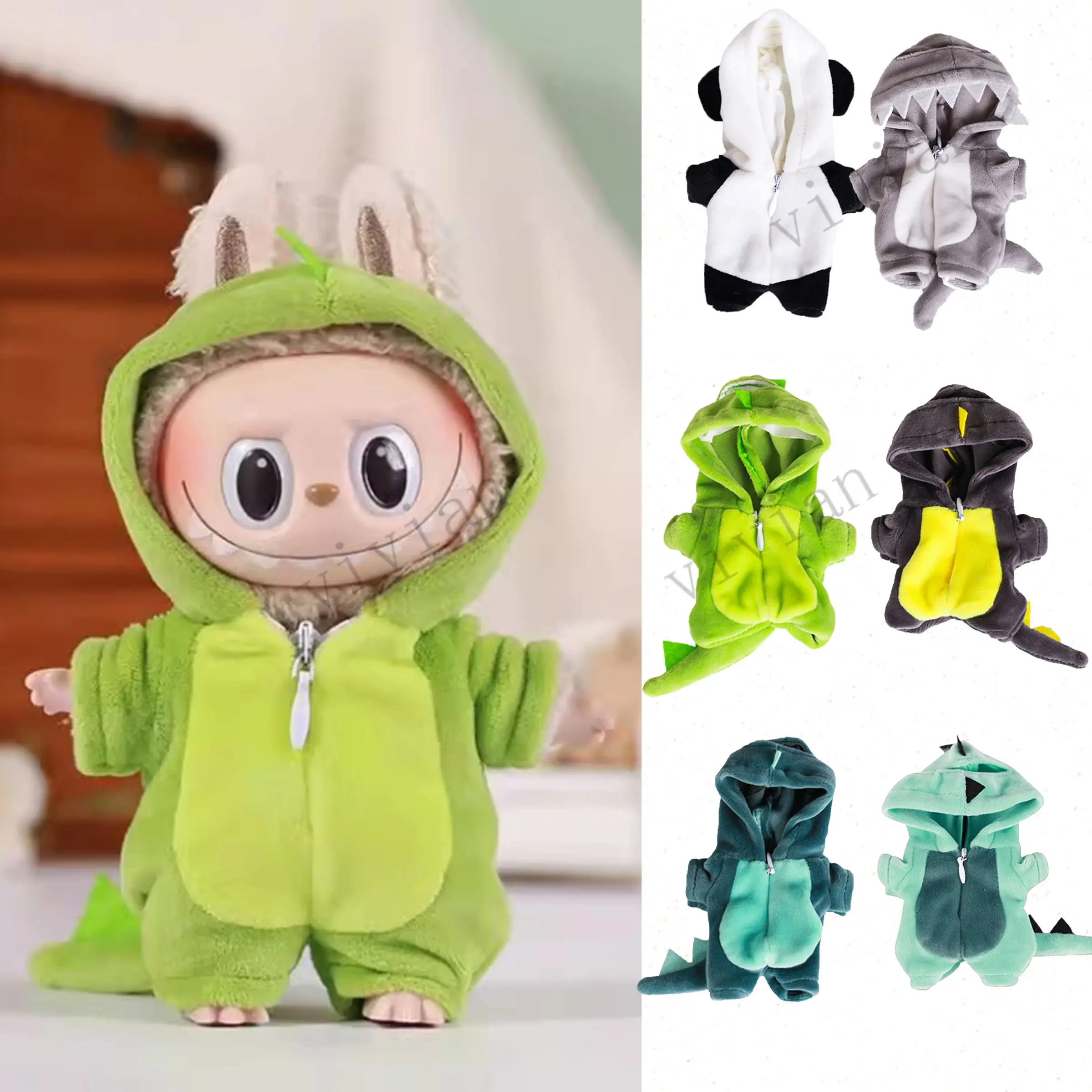 Dragon animal monster onesie For Labubu V3 V2 V1 baby clothes Dinosaur Costume for Ropa Labubu outfits