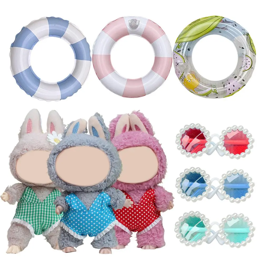 For Labubu Generation Doll'S Clothes Bikini Swimming Sunglasses Set Mini Enameling Plush Doll'S Clothes Accessories Gift