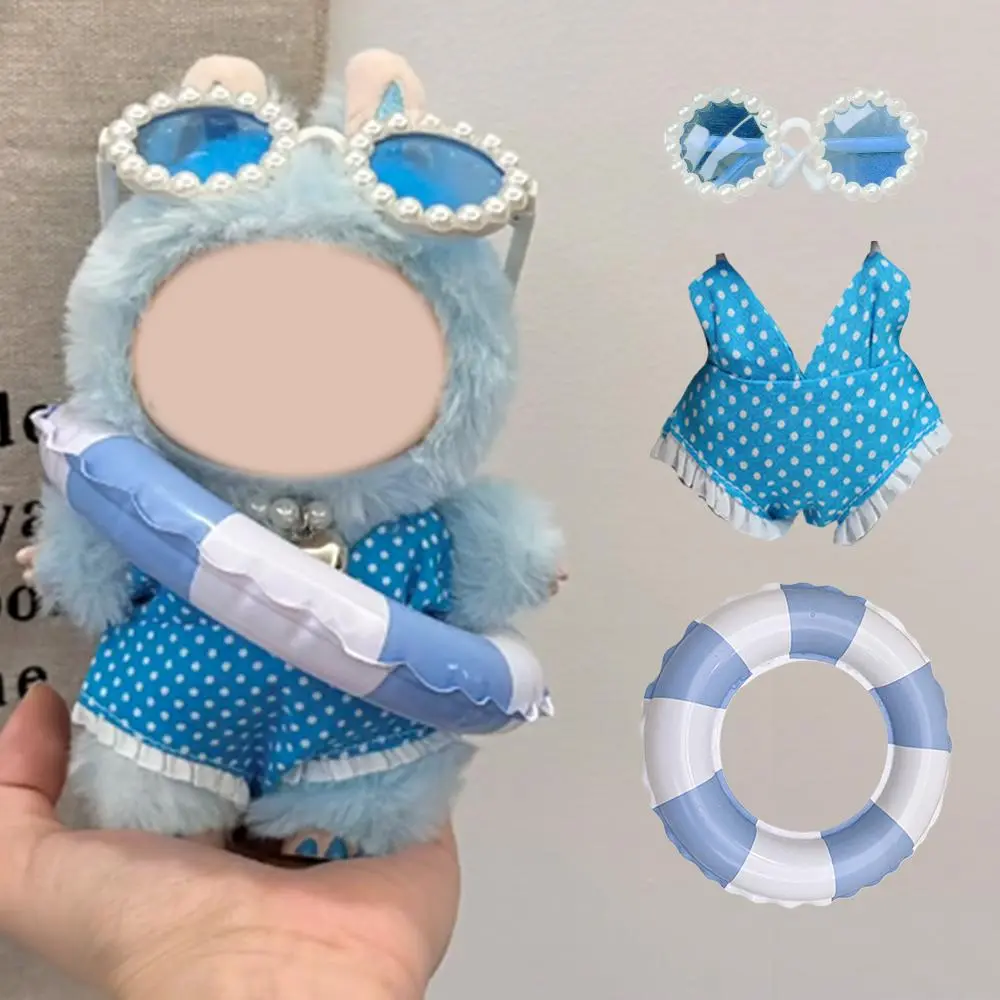 For Labubu Generation Doll'S Clothes Bikini Swimming Sunglasses Set Mini Enameling Plush Doll'S Clothes Accessories Gift