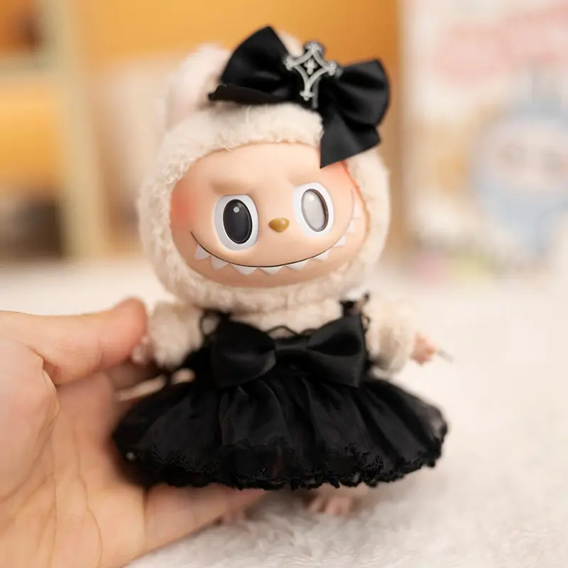Cute Mini Plush Doll's Clothes Accessories Labubu Idol Dolls Dark Devil Sling Dress Xmas Sitting Party Clothing Collection Gifts