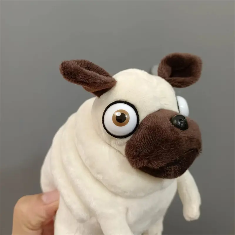 Straw Hat Pug Plush Keychain - Cute Stuffed Dog Charm for Beach Vacations, Summer Gift & Daily Bag/Car Decor