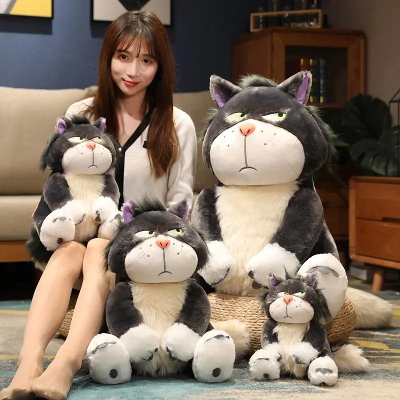 65cm High Quality Big Cat Lucifer Plush Soft Filling Animal Sitting Doll Bed Decoration Children's Toy Birthday Gift