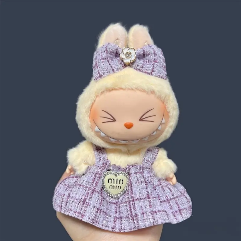 For 17cm Labubu Plush Doll Skirt- Adorable Skirt Set for DIY Clothes Accessories Gift
