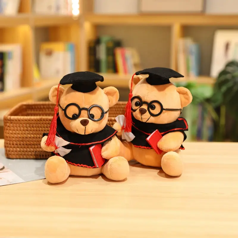 20cm/23cm Cute Dr. Bear Plush Toy Stuffed Soft Bear Animal Dolls Graduation Gifts for Kids Children Girls Decoration
