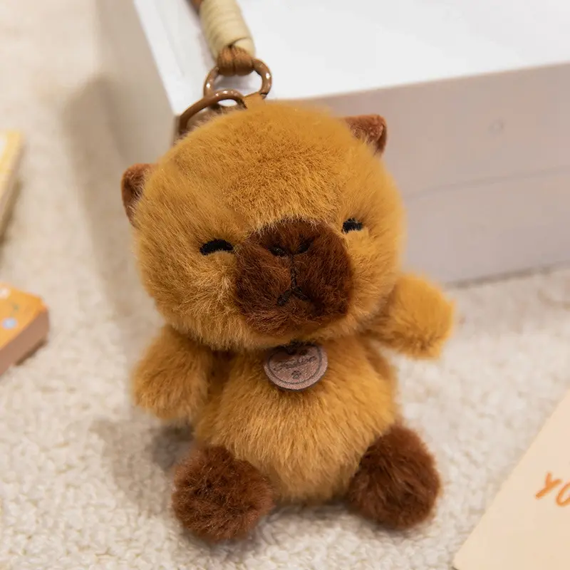 12cm Cute Sitting Animals Red Panda Cat Sloth Soft Plush Pendant Dolls Stuffed Capybara Pig Plushie Baby Toys Gifts For Children