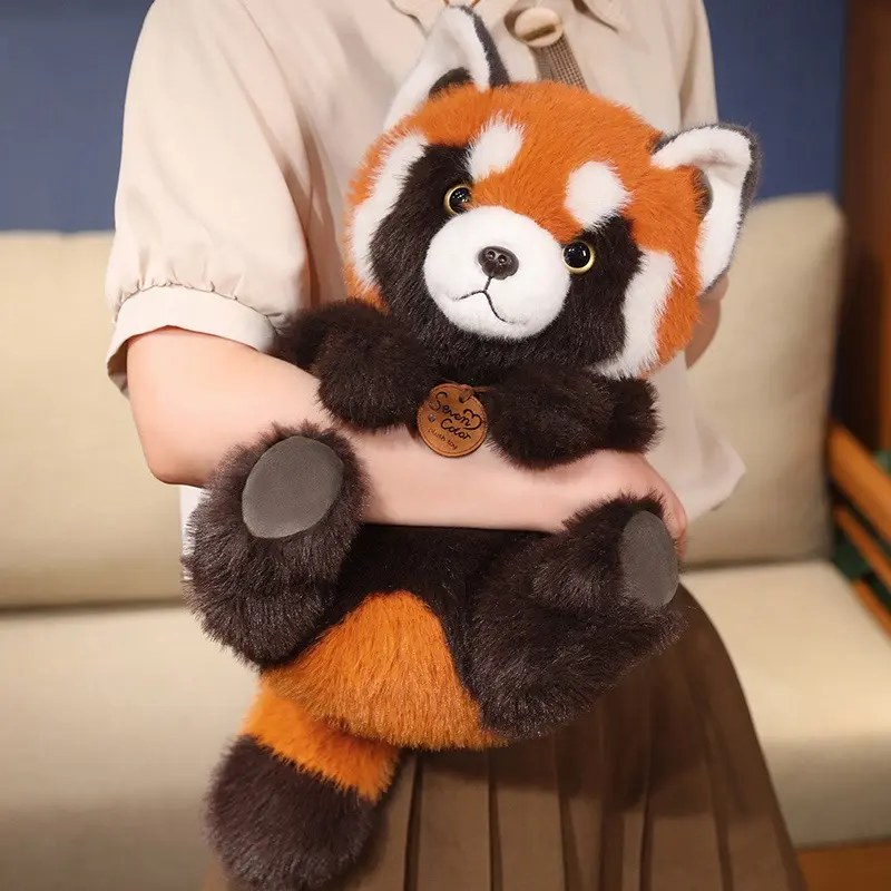 Realistic Lying / Sitting Red Panda Plush Dolls Stuffed Toys Lifelike Raccoon Fox Pillows Animals Toys Birthday Christmas Gift