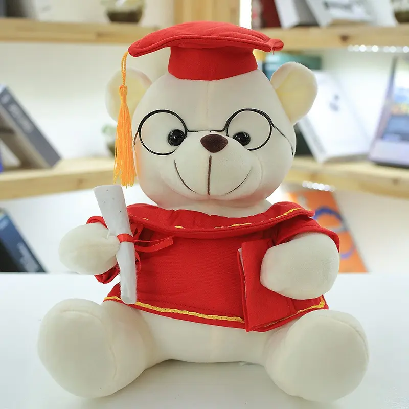 1pc 18/23cm Cute Dr. Bear Plush Toy Stuffed Soft Kawaii Teddy bear Animal Dolls Graduation Gifts for Kids Children Girls