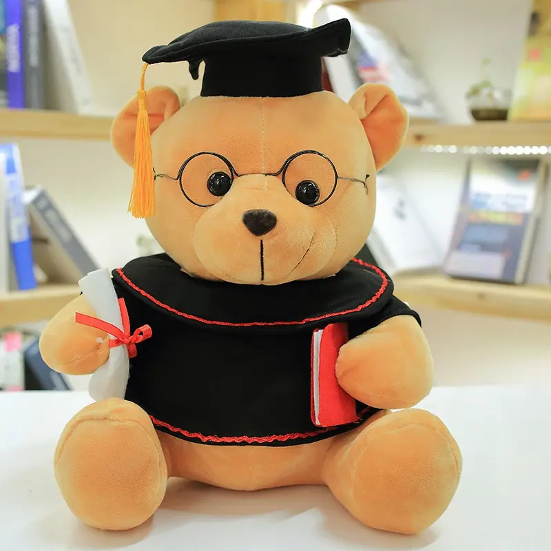 1pc 18/23cm Cute Dr. Bear Plush Toy Stuffed Soft Kawaii Teddy bear Animal Dolls Graduation Gifts for Kids Children Girls