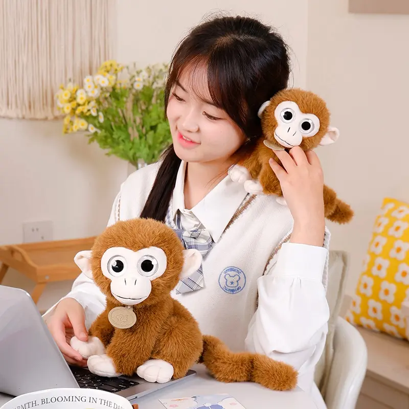 20cm/25cm Simulation Big-eyed Golden Monkey Plush Toy Soft Stuffed Long Tail Monkey Doll Birthday Gift For Children