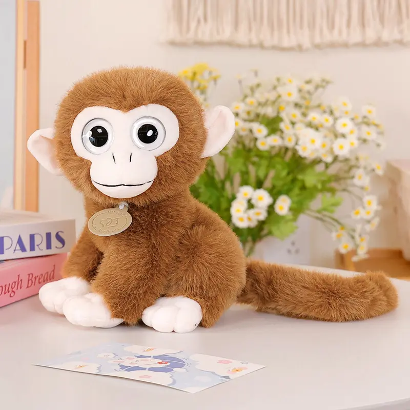 20cm/25cm Simulation Big-eyed Golden Monkey Plush Toy Soft Stuffed Long Tail Monkey Doll Birthday Gift For Children